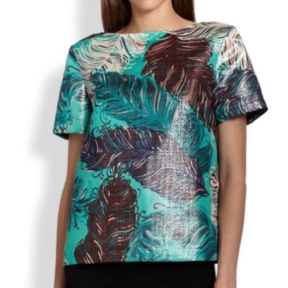 kate spade Tops - Kate Spade Regal Plumes Jacquard Pool Blue Metallic